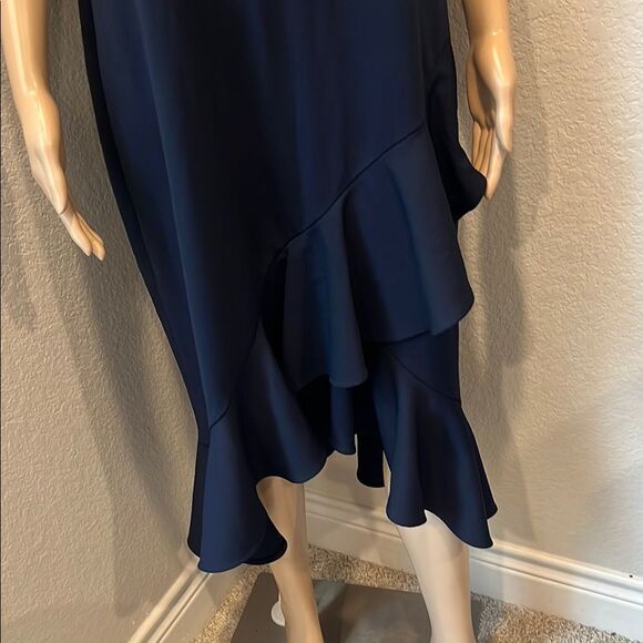 Calvin Klein Blue Ruffled Asymmetrical Sheath Dress - Picture 3 of 8